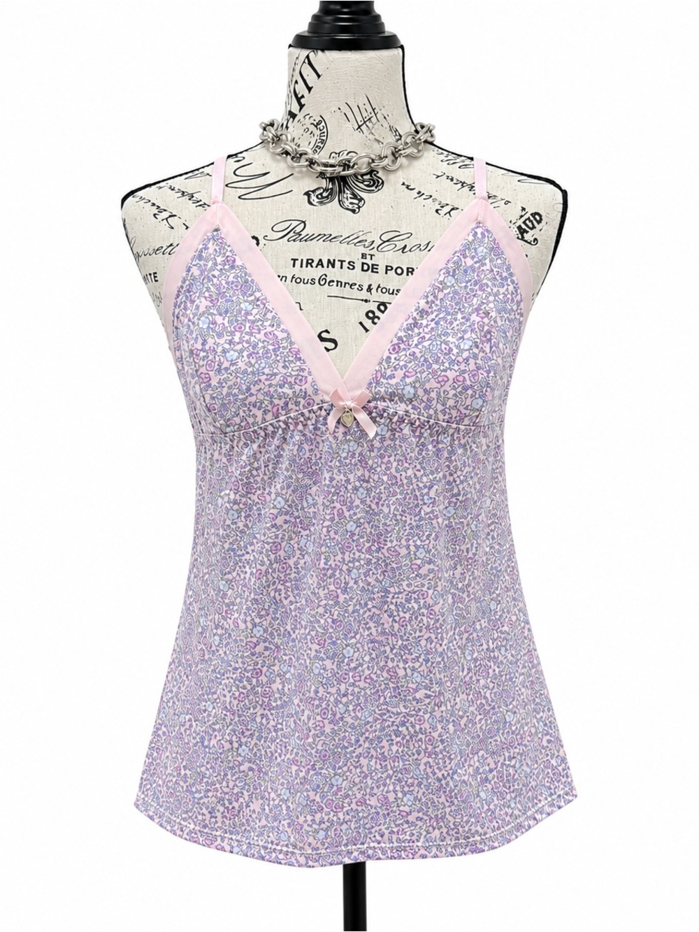 Lavender Floral Satin-Trim Chemise - Brand